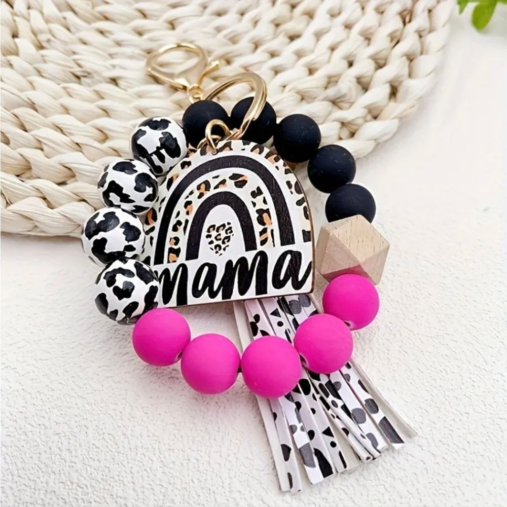 Mama Beaded Tassel Bangle Key Holder